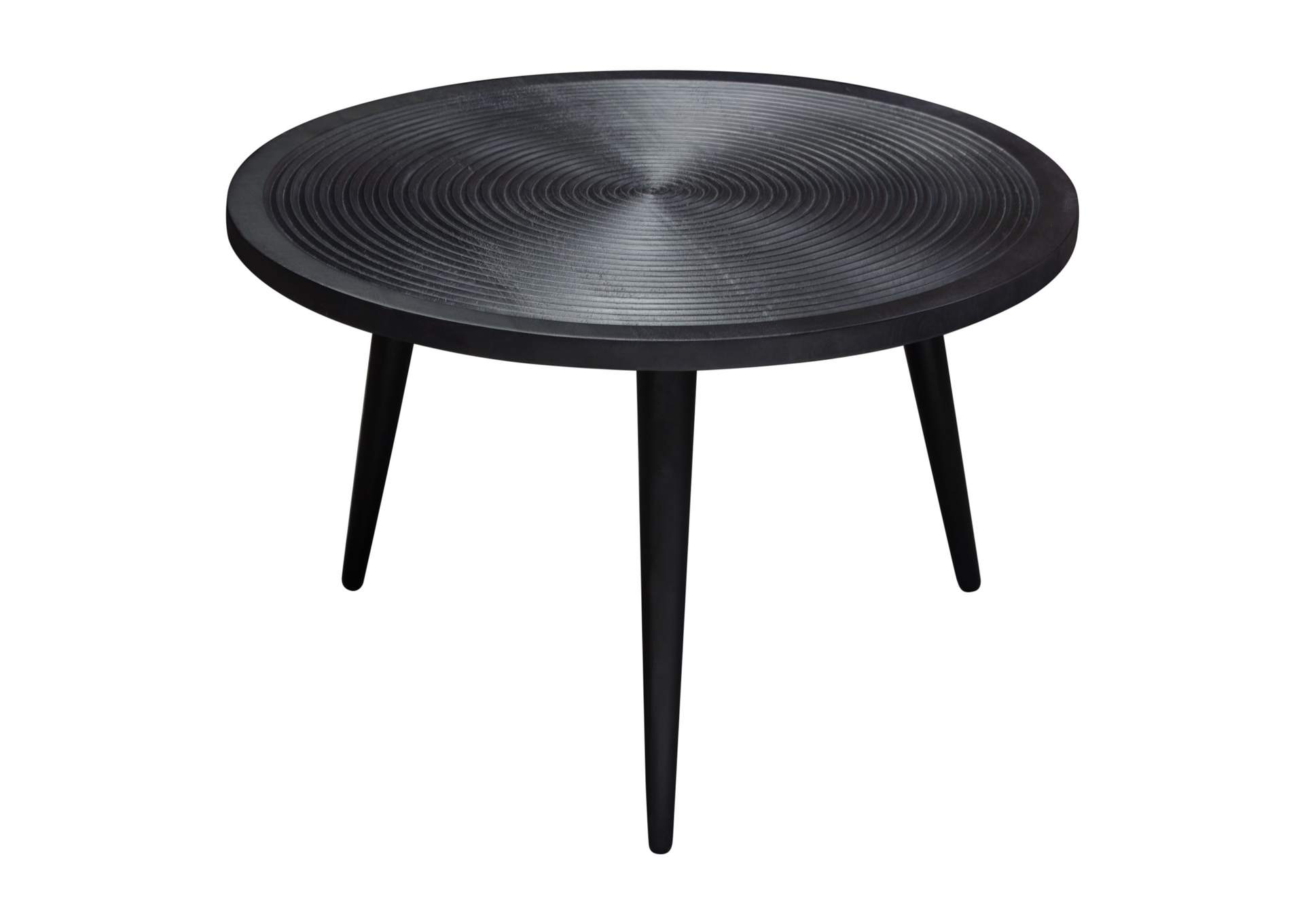 Vortex Round Cocktail Table in Solid Mango Wood Top in Black Finish & Iron Legs by Diamond Sofa,Diamond Sofa