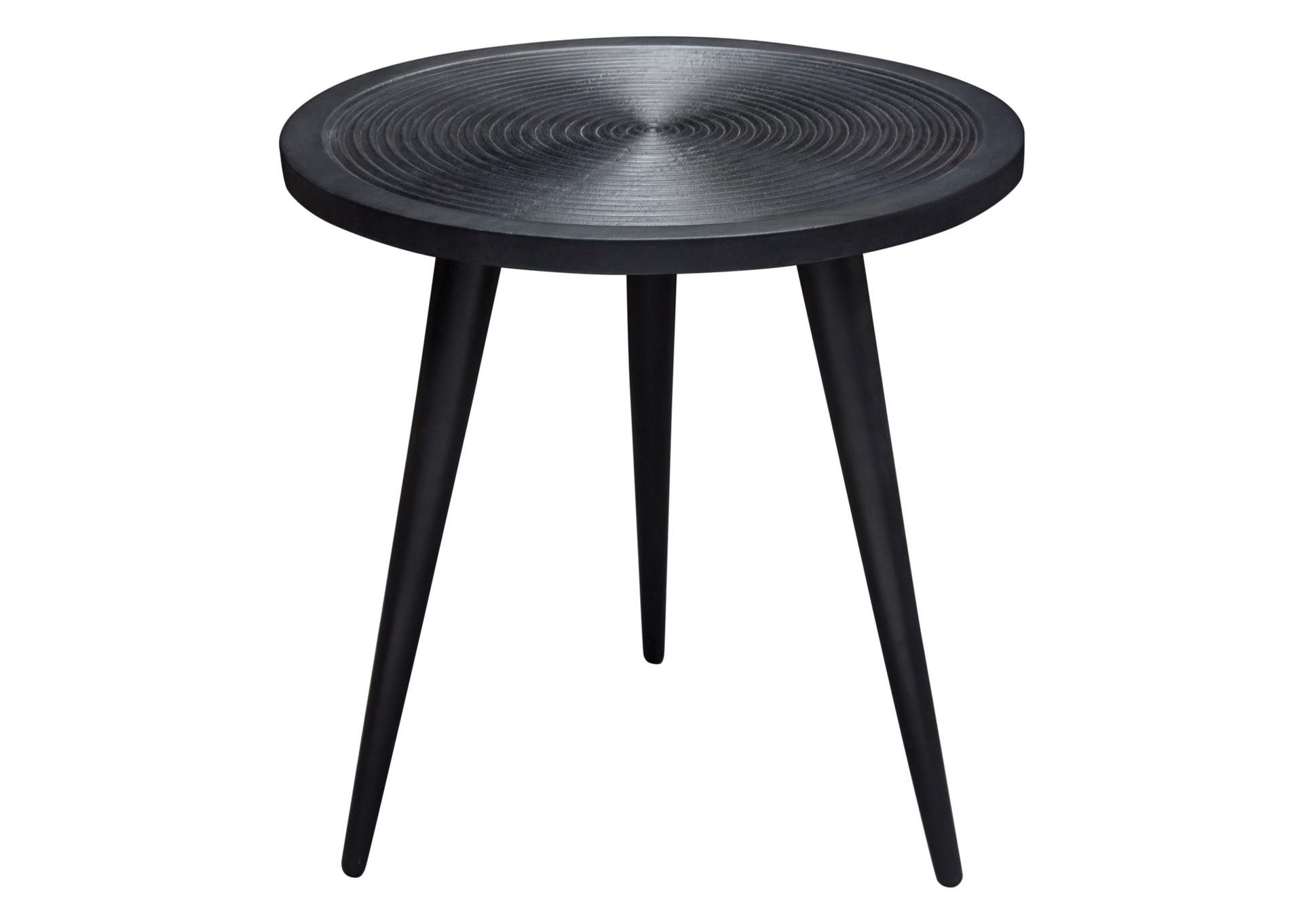 Vortex Round End Table in Solid Mango Wood Top in Black Finish & Iron Legs by Diamond Sofa,Diamond Sofa