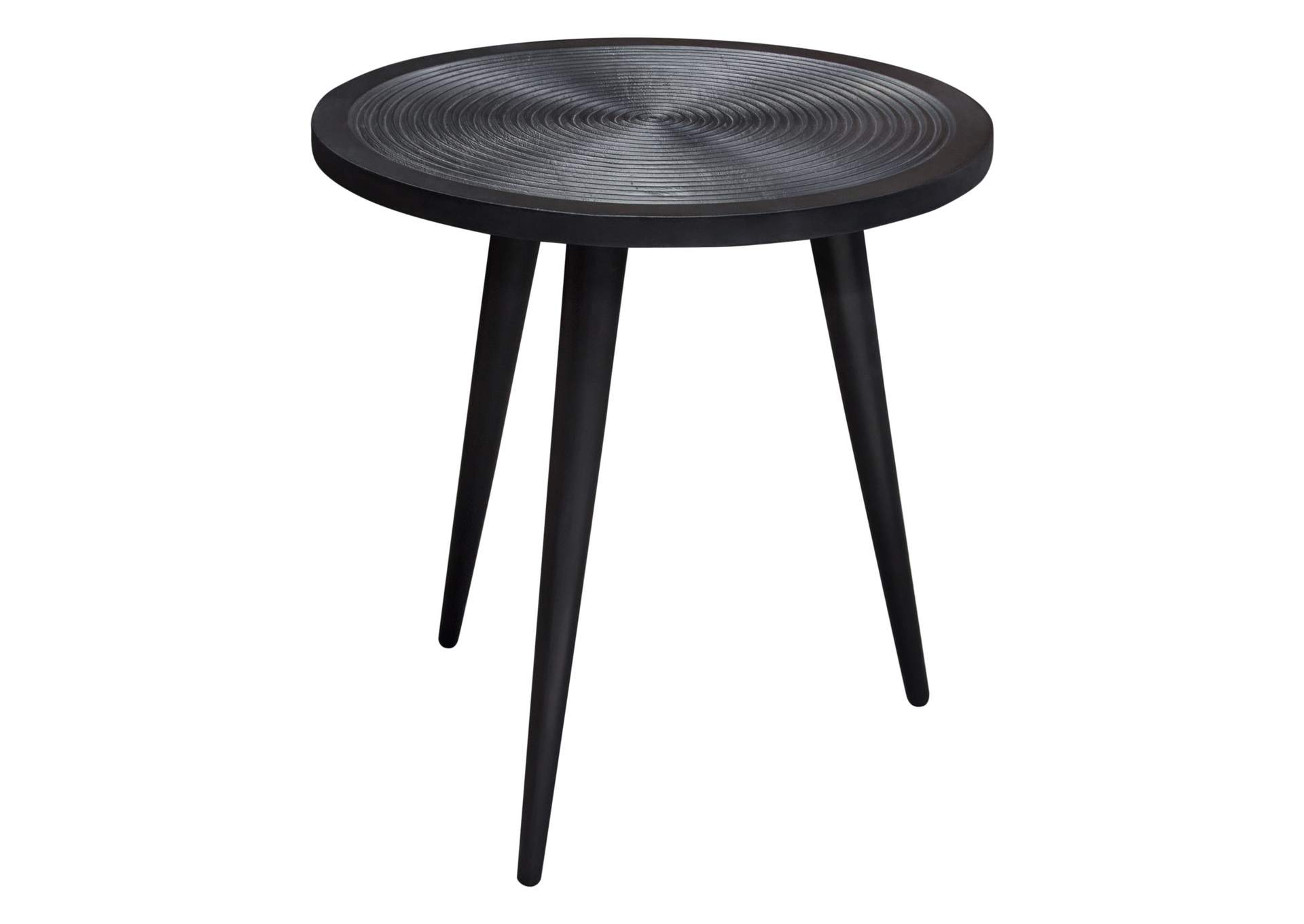 Vortex Round End Table in Solid Mango Wood Top in Black Finish & Iron Legs by Diamond Sofa,Diamond Sofa