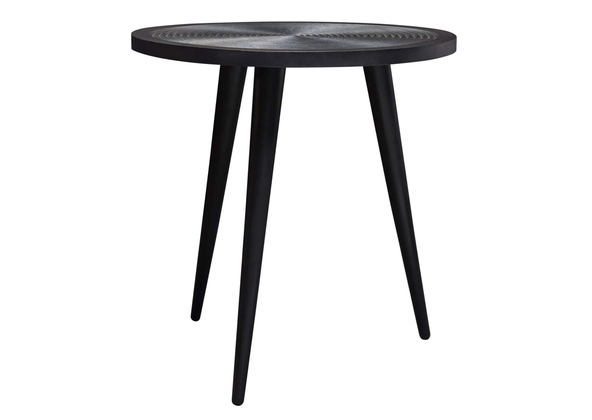 Vortex Round End Table in Solid Mango Wood Top in Black Finish & Iron Legs by Diamond Sofa,Diamond Sofa