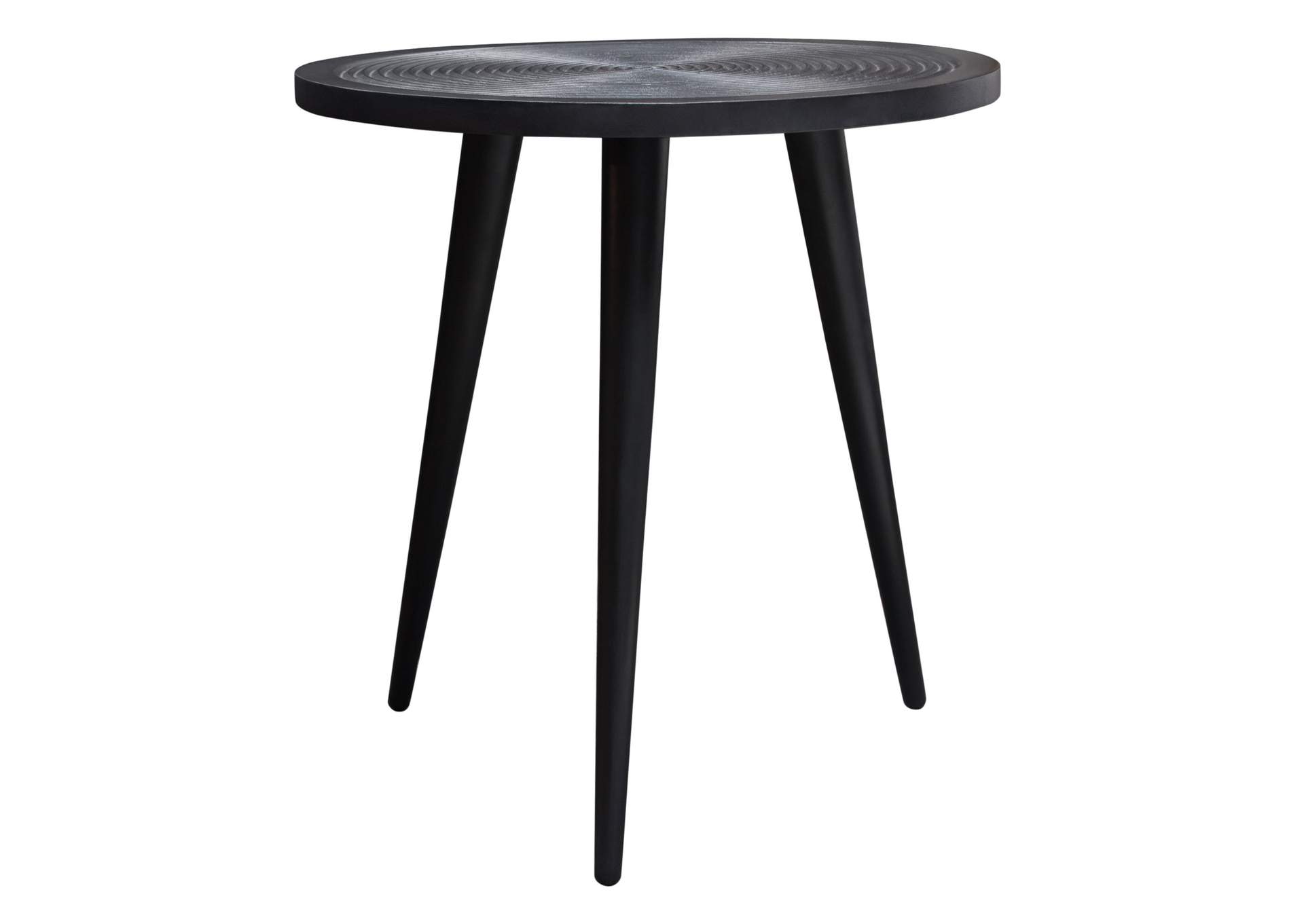 Vortex Round End Table in Solid Mango Wood Top in Black Finish & Iron Legs by Diamond Sofa,Diamond Sofa