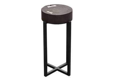 Image for Alex Small 22" Accent Table with Solid Mango Wood Top in Espresso Finish w/ Silver Metal Inlay by Diamond Sofa