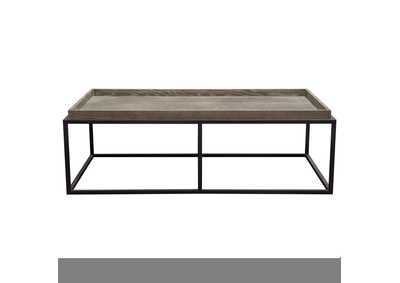 Image for Lex Rectangle Cocktail Table in Rustic Oak Veneer Finish Top w/ Black Powder Coated Metal Base by Diamond Sofa