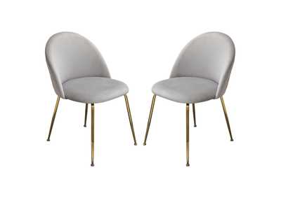 Image for Lilly Set of (2) Dining Chairs in Grey Velvet w/ Brushed Gold Metal Legs by Diamond Sofa