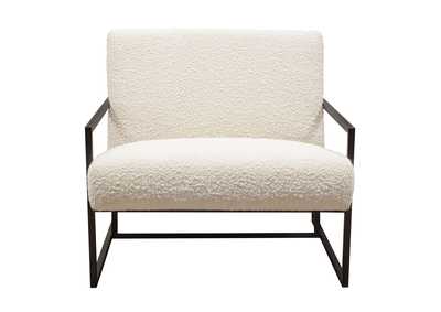 Image for Luxe Accent Chair in Bone Boucle Textured Fabric with Black Powder Coat Frame by Diamond Sofa