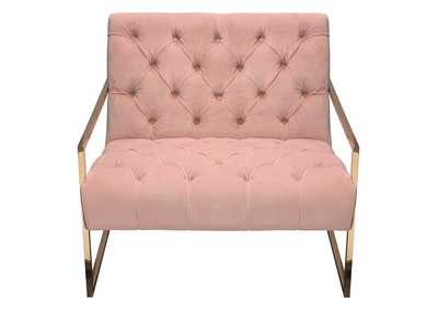 Image for Luxe Accent Chair in Blush Pink Tufted Velvet Fabric with Polished Gold Stainless Steel Frame by Diamond Sofa