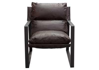 Image for Miller Sling Accent Chair in Genuine Chocolate Leather w/ Black Powder Coated Metal Frame by Diamond Sofa