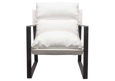 Image for Miller Sling Accent Chair in White Linen Fabric w/ Black Powder Coated Metal Frame by Diamond Sofa