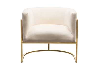 Image for Pandora Accent Chair in Cream Velvet with Polished Gold Stainless Steel Frame by Diamond Sofa