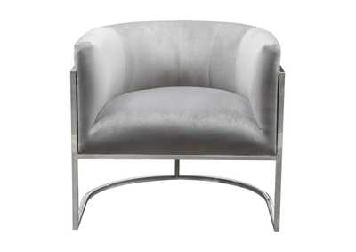 Image for Pandora Accent Chair in Grey Velvet with Polished Silver Stainless Steel Frame by Diamond Sofa