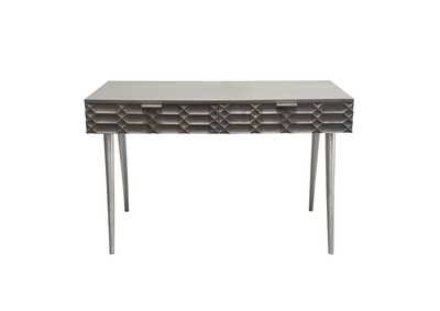 Image for Petra Solid Mango Wood 2-Drawer Writing Desk in Smoke Grey Finish w/ Nickel Legs by Diamond Sofa