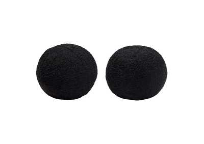 Image for Set of (2) 10" Round Accent Pillows in Black Faux Sheepskin by Diamond Sofa