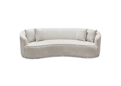 Image for Raven Sofa in Light Cream Fabric w/ Brushed Silver Accent Trim by Diamond Sofa