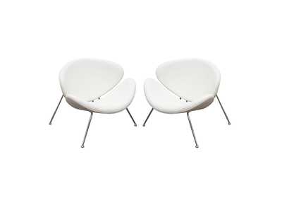 Image for Set of (2) Roxy White Accent Chair with Chrome Frame by Diamond Sofa