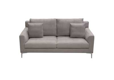 Image for Seattle Loose Back Loveseat in Grey Polyester Fabric w/ Polished Silver Metal Leg by Diamond Sofa