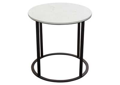 Image for Surface Round End Table w/ Engineered Marble Top & Black Powder Coated Metal Base by Diamond Sofa