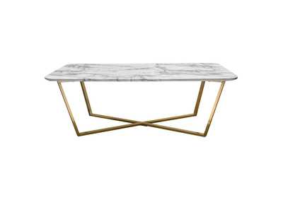 Image for Vida Rectangle Cocktail Table w/ Faux Marble Top and Brushed Gold Metal Frame by Diamond Sofa