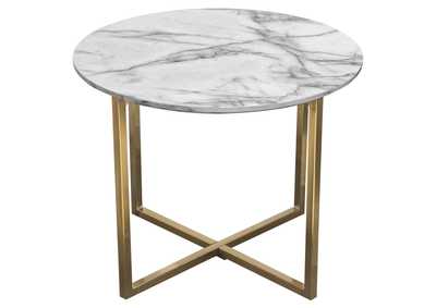 Image for Vida 24" Round End Table w/ Faux Marble Top and Brushed Gold Metal Frame by Diamond Sofa