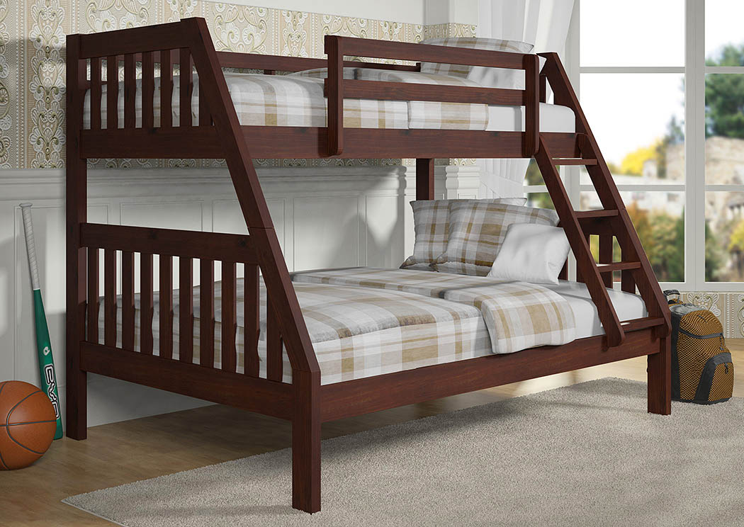 Twin/Full Dark Cappuccino Bunk Bed w/Ladder,Donco Kids