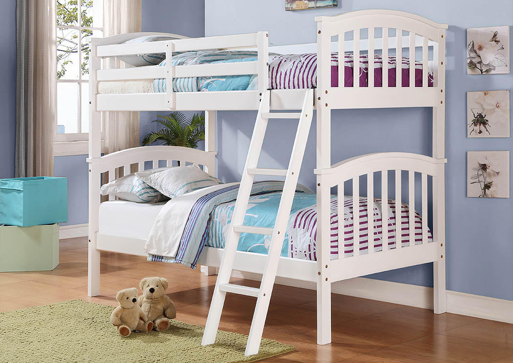 Twin/Twin White Arch Mission Bunk Bed,Donco Kids