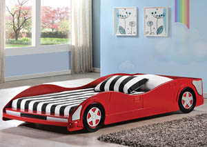 Twin/Twin Red Race Car Bed