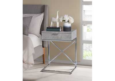 Camila Accent Nightstand With Cement Top In Chrome