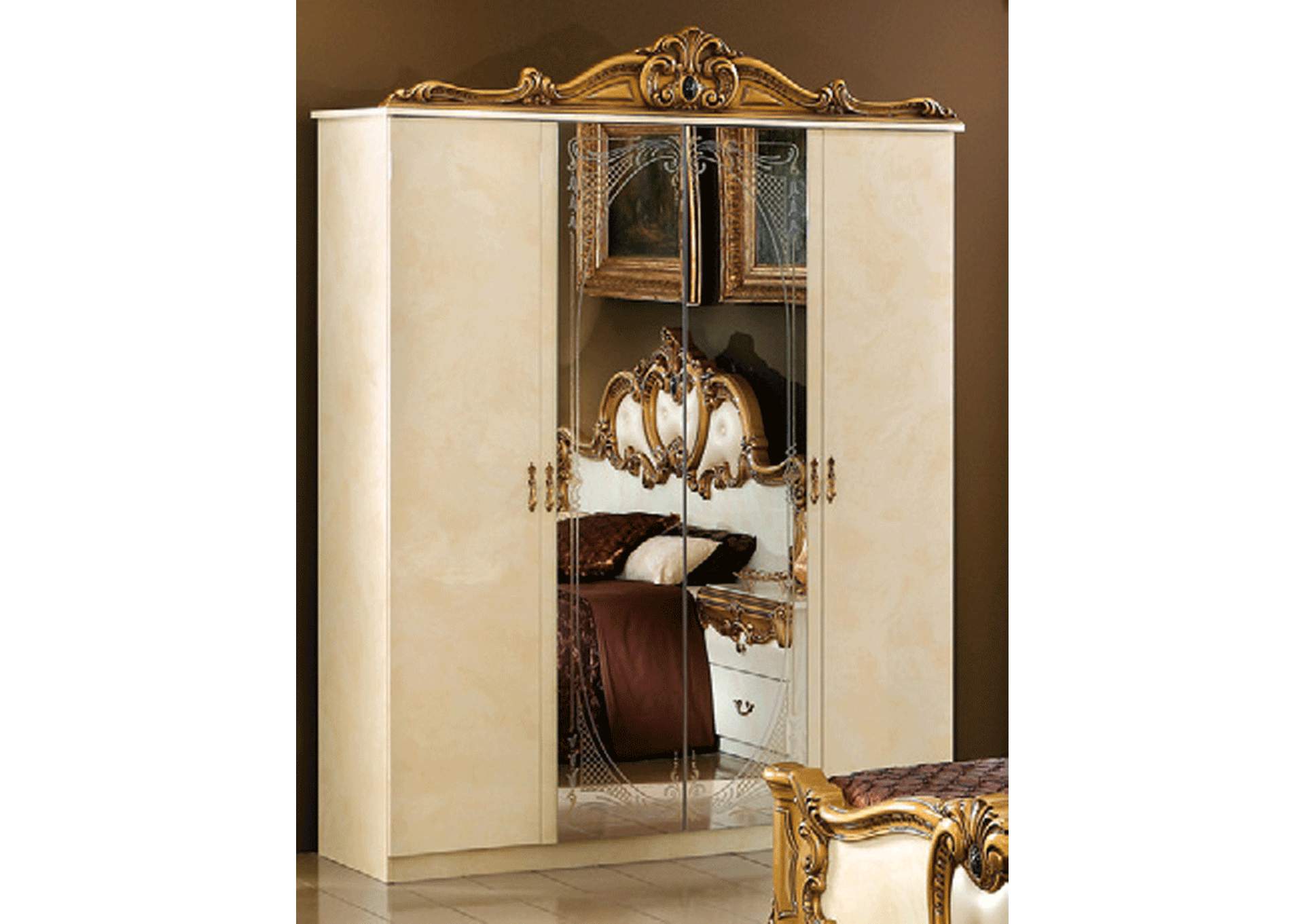 Barocco Ivory Gold 4-door Wardrobe,ESF Wholesale Furniture