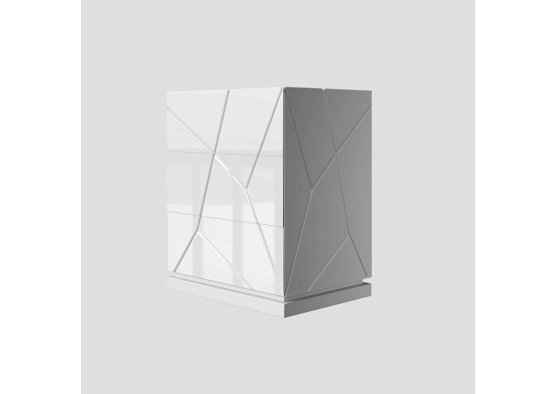 Kiu 3 Drawers High Nightstand,ESF Wholesale Furniture