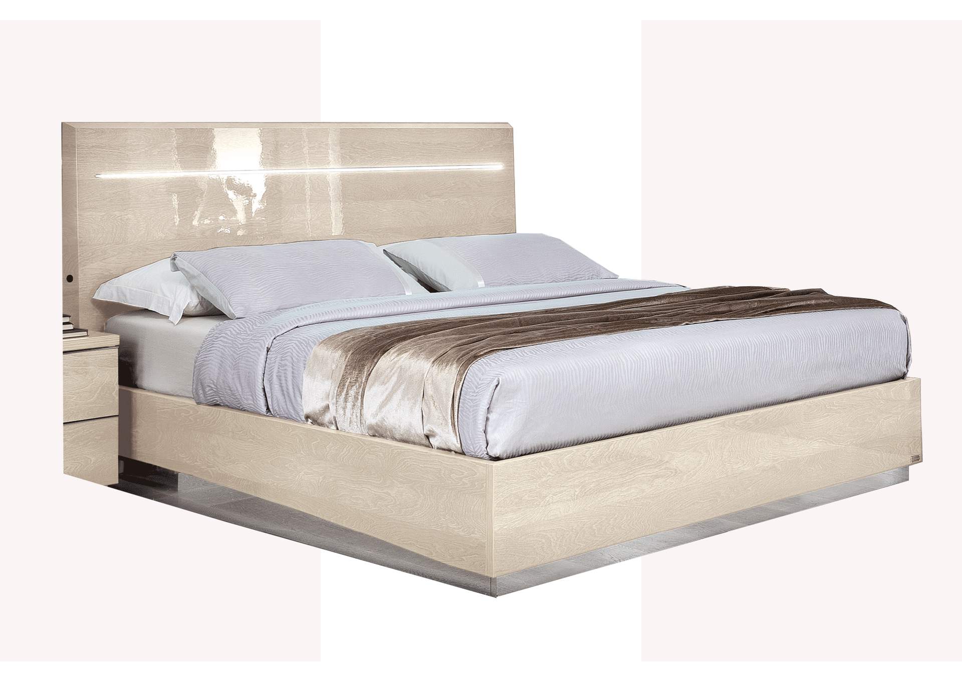 Legno Bed Queen with Led Ivory Betullia Sabbia,ESF Wholesale Furniture