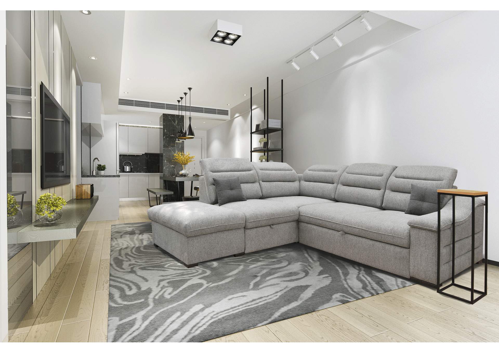 Oliver Sectional Left with Bed and Storage,ESF Wholesale Furniture