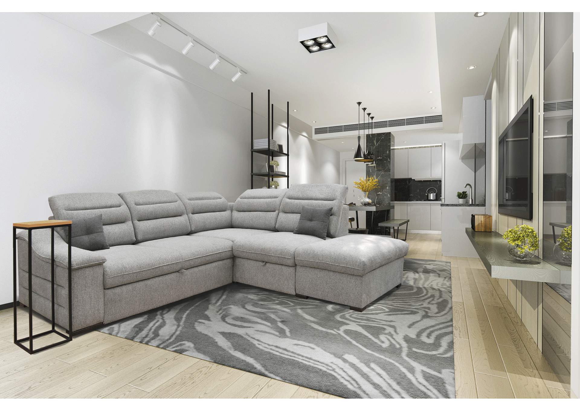 Oliver Sectional Right with Bed and Storage,ESF Wholesale Furniture