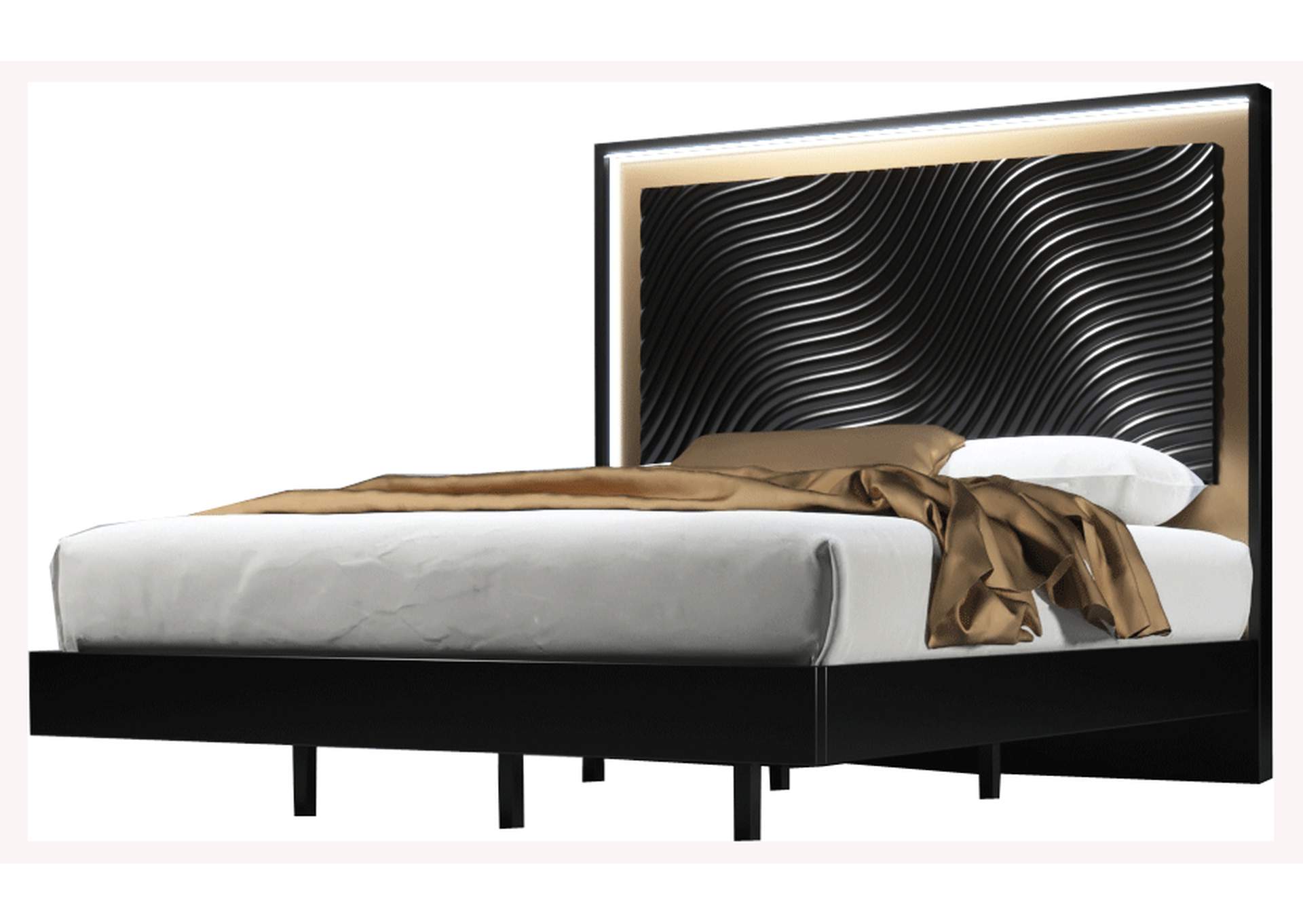Wave King Size Bed with Light,ESF Wholesale Furniture