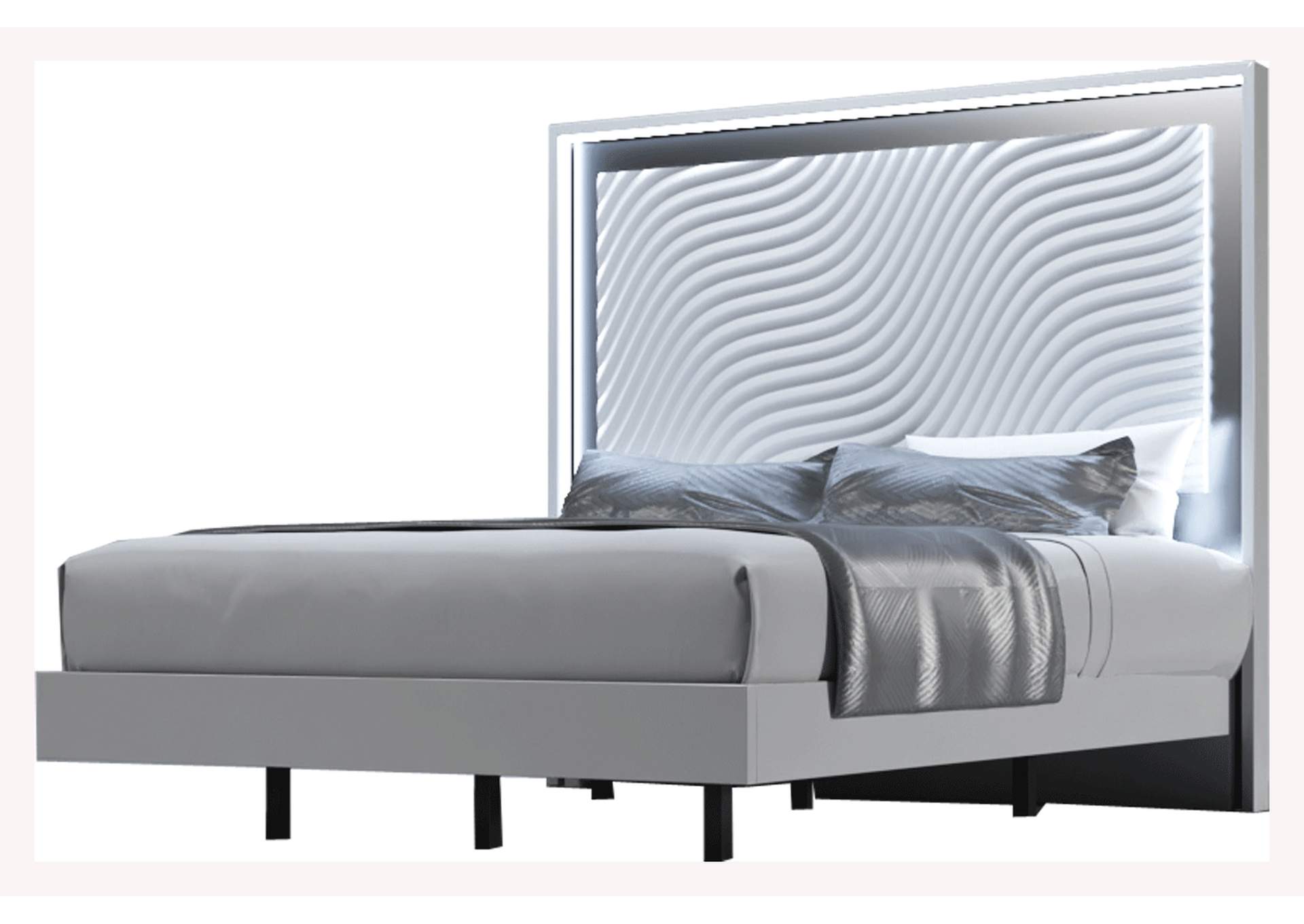 Wave Queen Size Bed with Light,ESF Wholesale Furniture