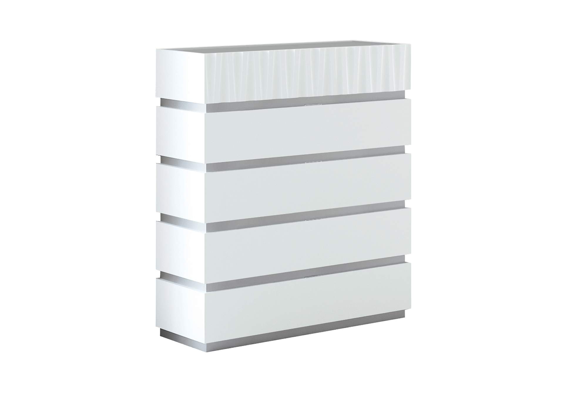 Marina White 5-drawer Chest,ESF Wholesale Furniture