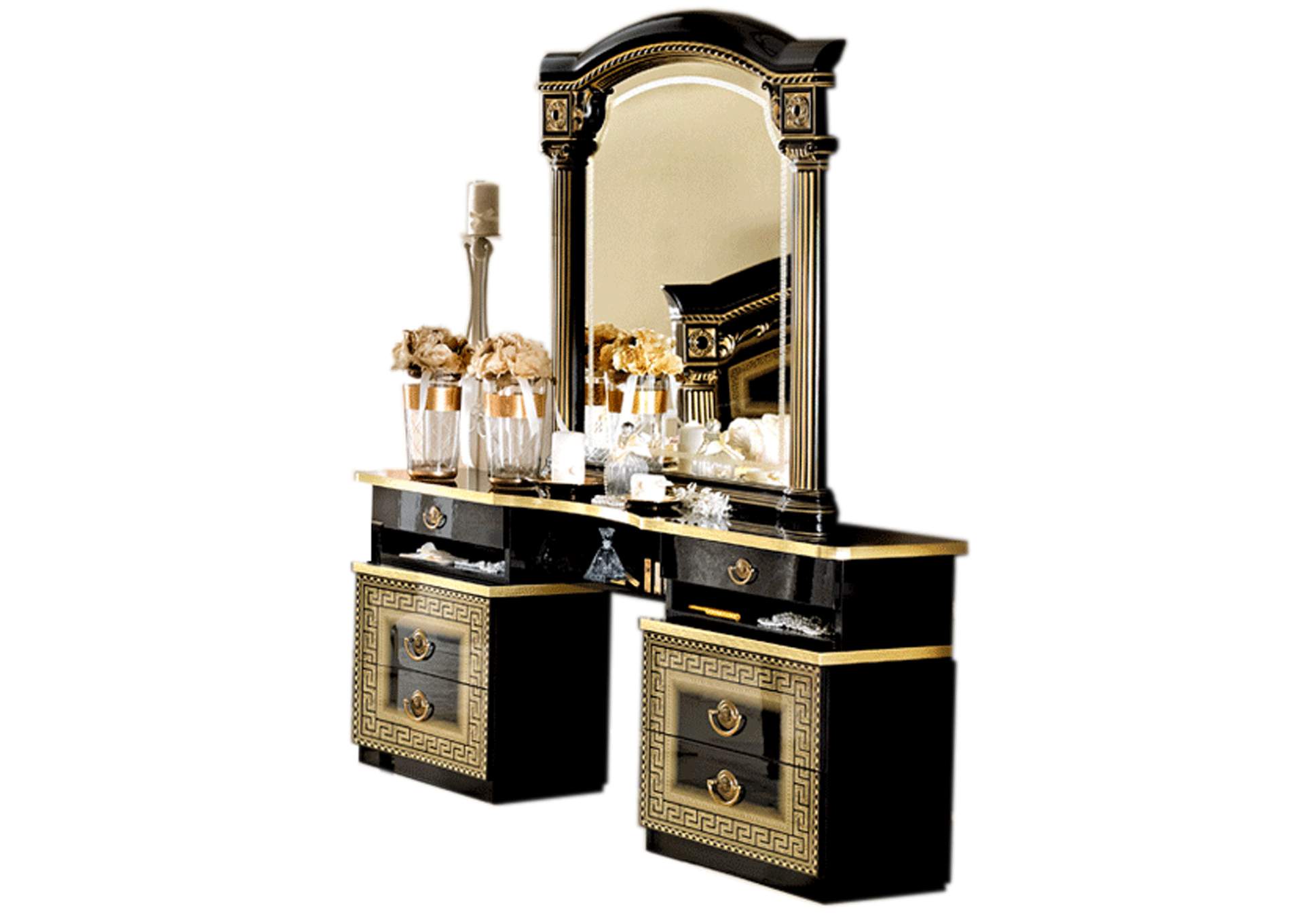 Aida Vanity Dresser Black - Gold,ESF Wholesale Furniture