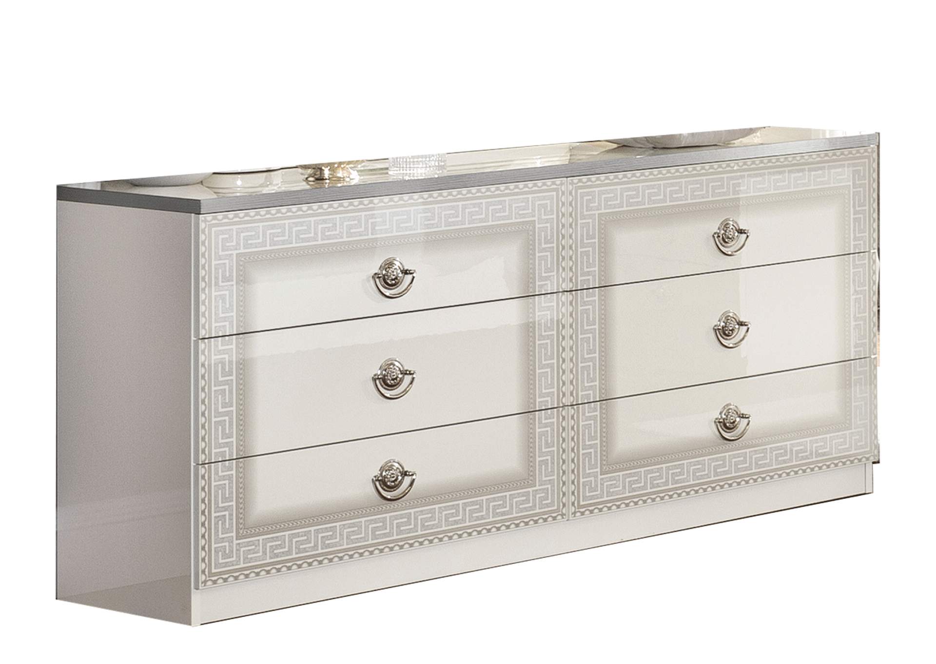 Aida White & Silver Dresser & Mirror,ESF Wholesale Furniture