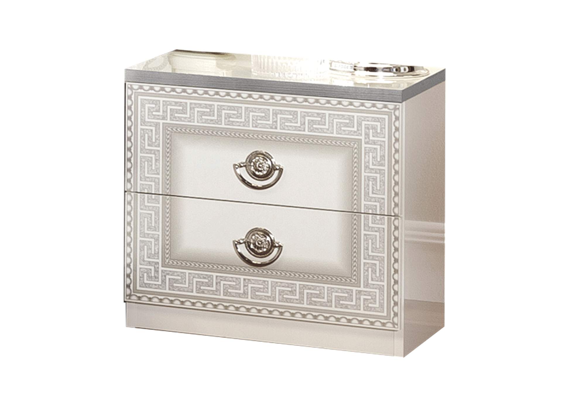 Aida White with Silver Nightstand,ESF Wholesale Furniture