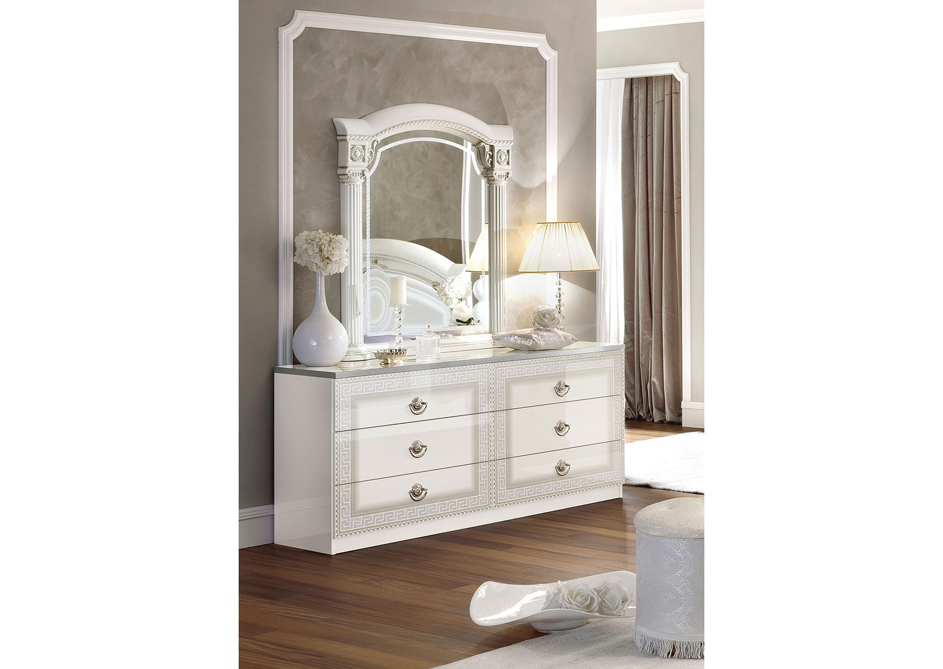 Aida White & Silver Mirror,ESF Wholesale Furniture