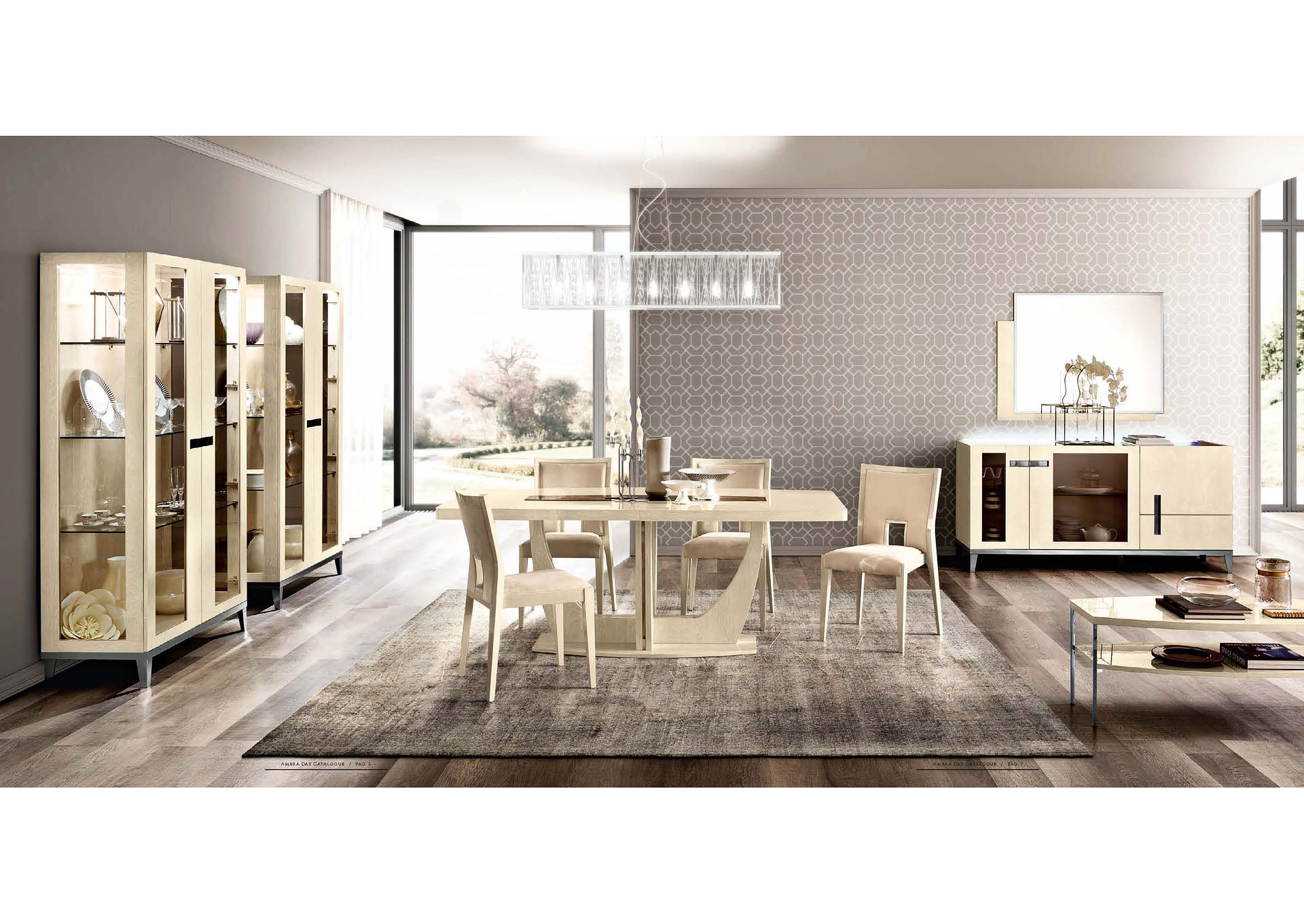 Ambra Beige & Black Dining Room Set,ESF Wholesale Furniture