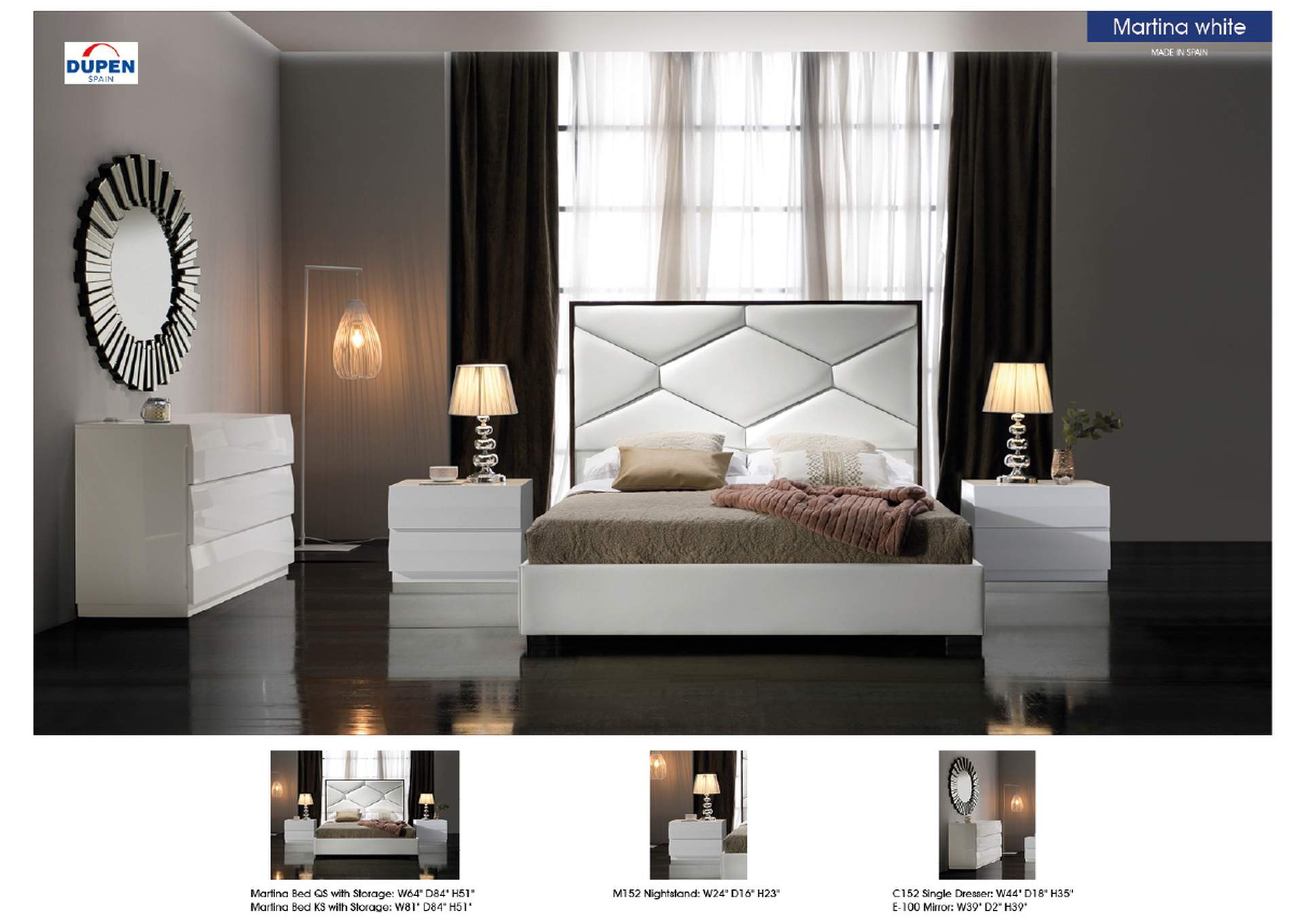 Martina Storage Bed White SET,ESF Wholesale Furniture