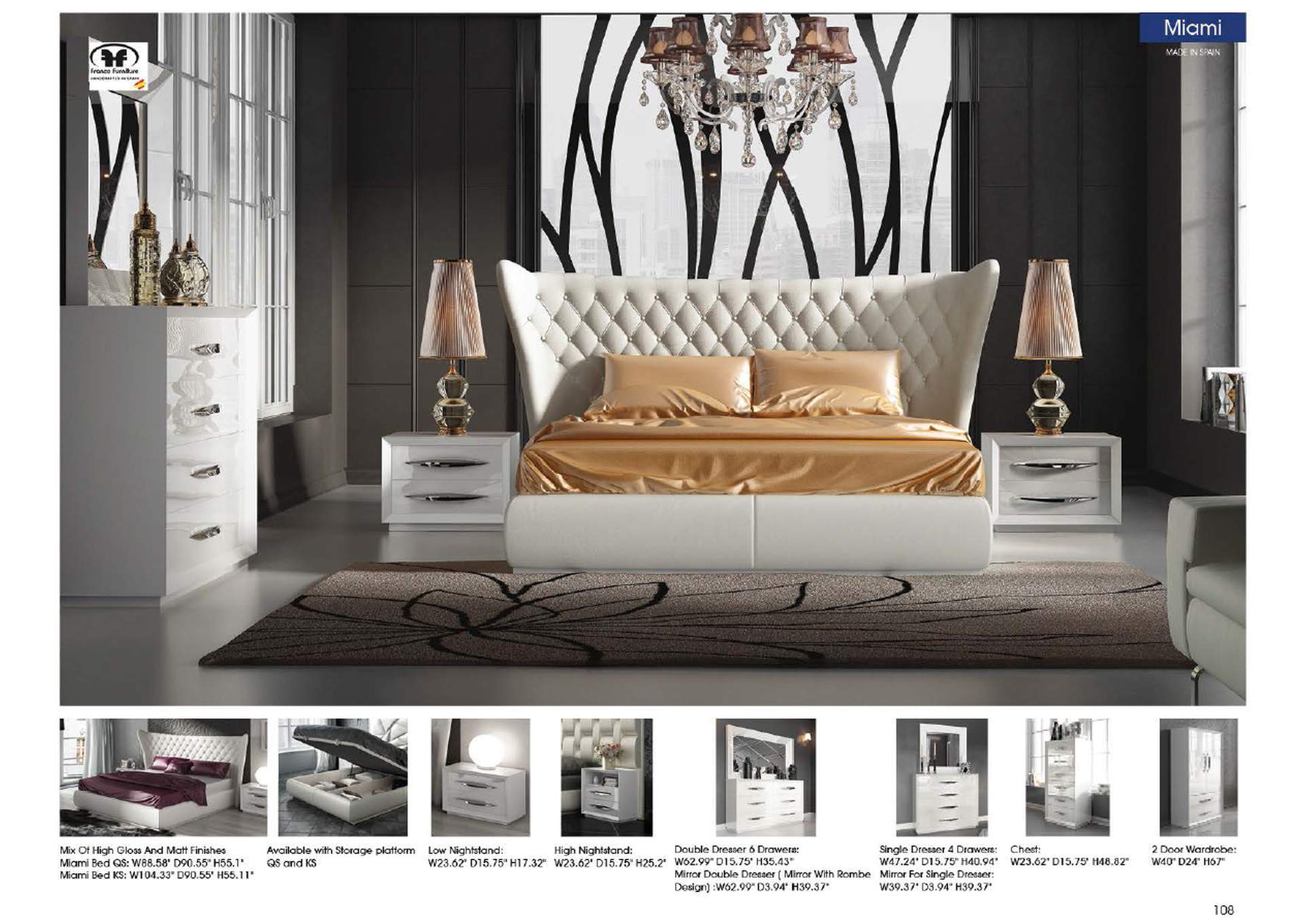 Miami Bed SET,ESF Wholesale Furniture
