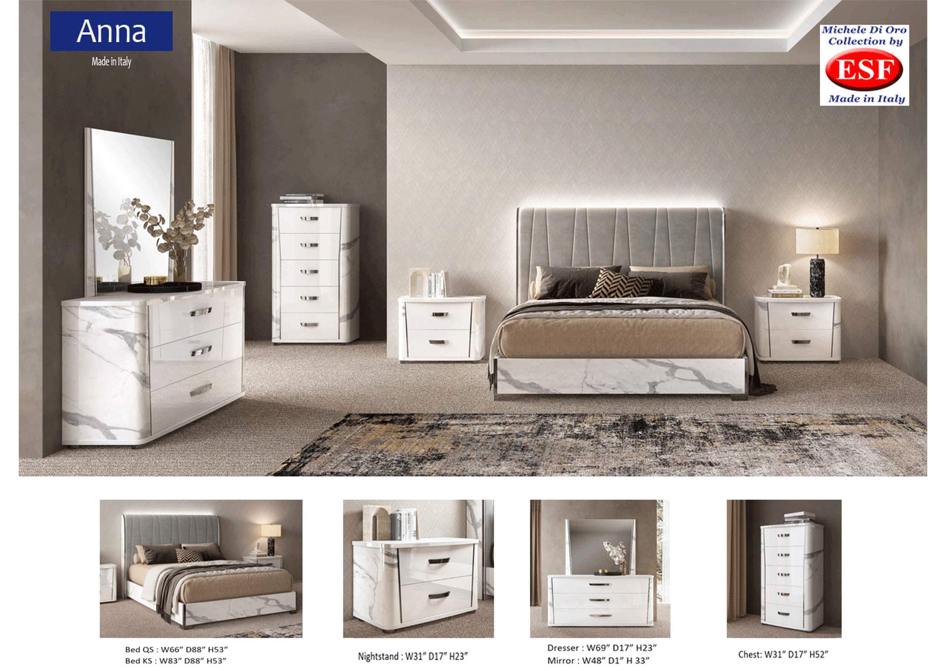 Anna Status Bed SET,ESF Wholesale Furniture