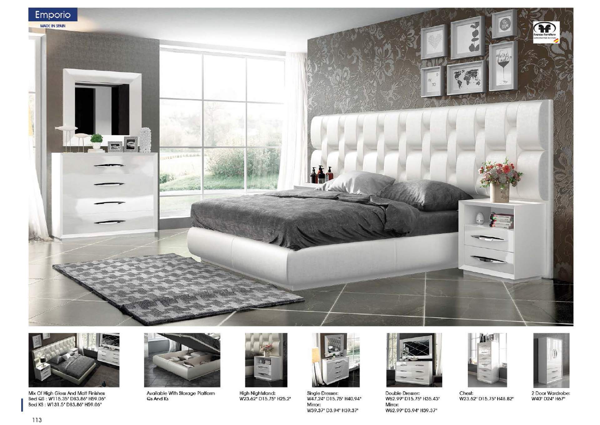 Emporio White Bed SET,ESF Wholesale Furniture