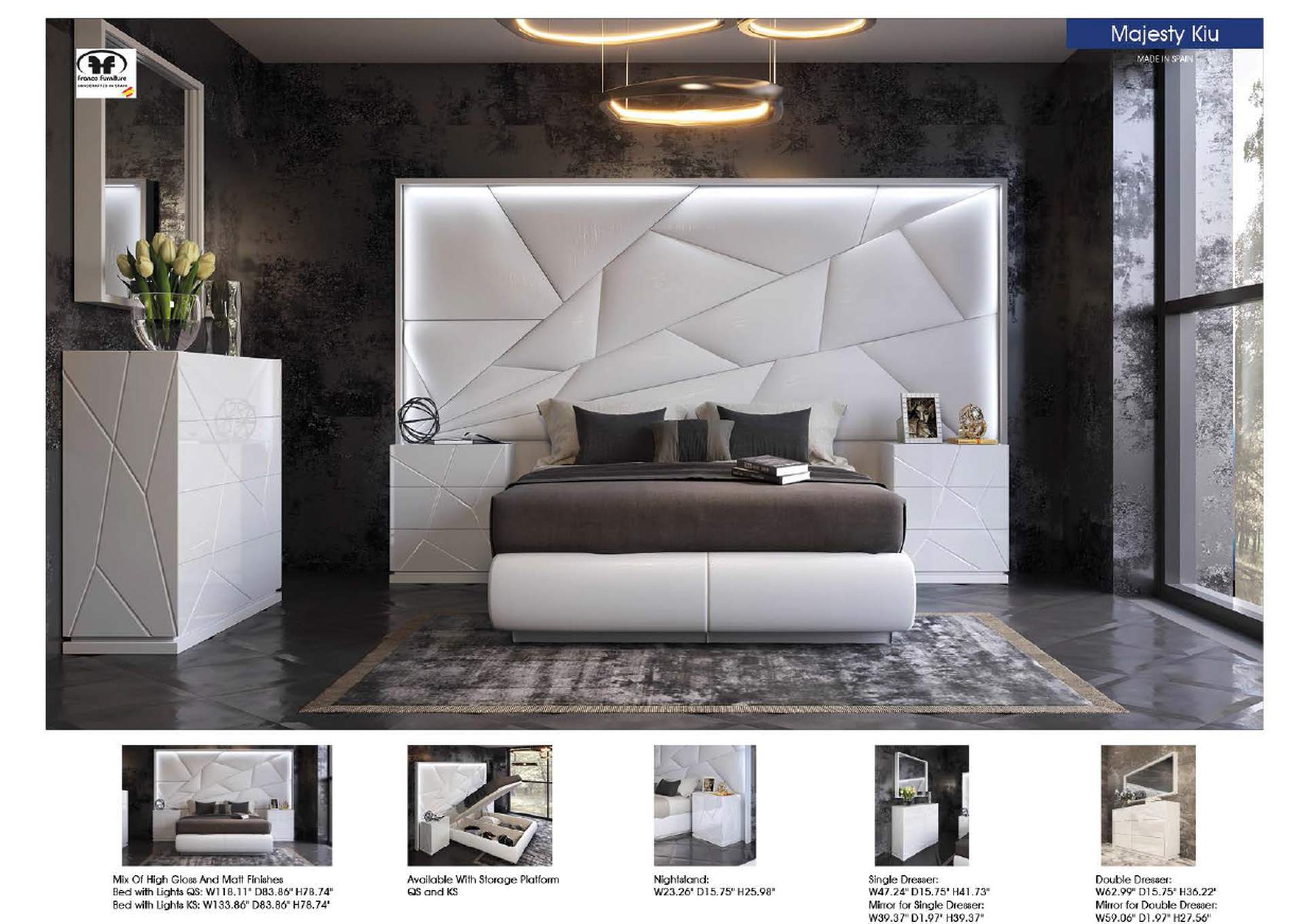 Majesty Bed with Light SET,ESF Wholesale Furniture