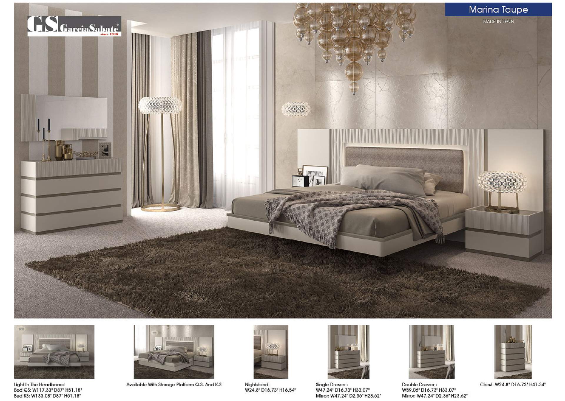 Marina Taupe Bed SET,ESF Wholesale Furniture