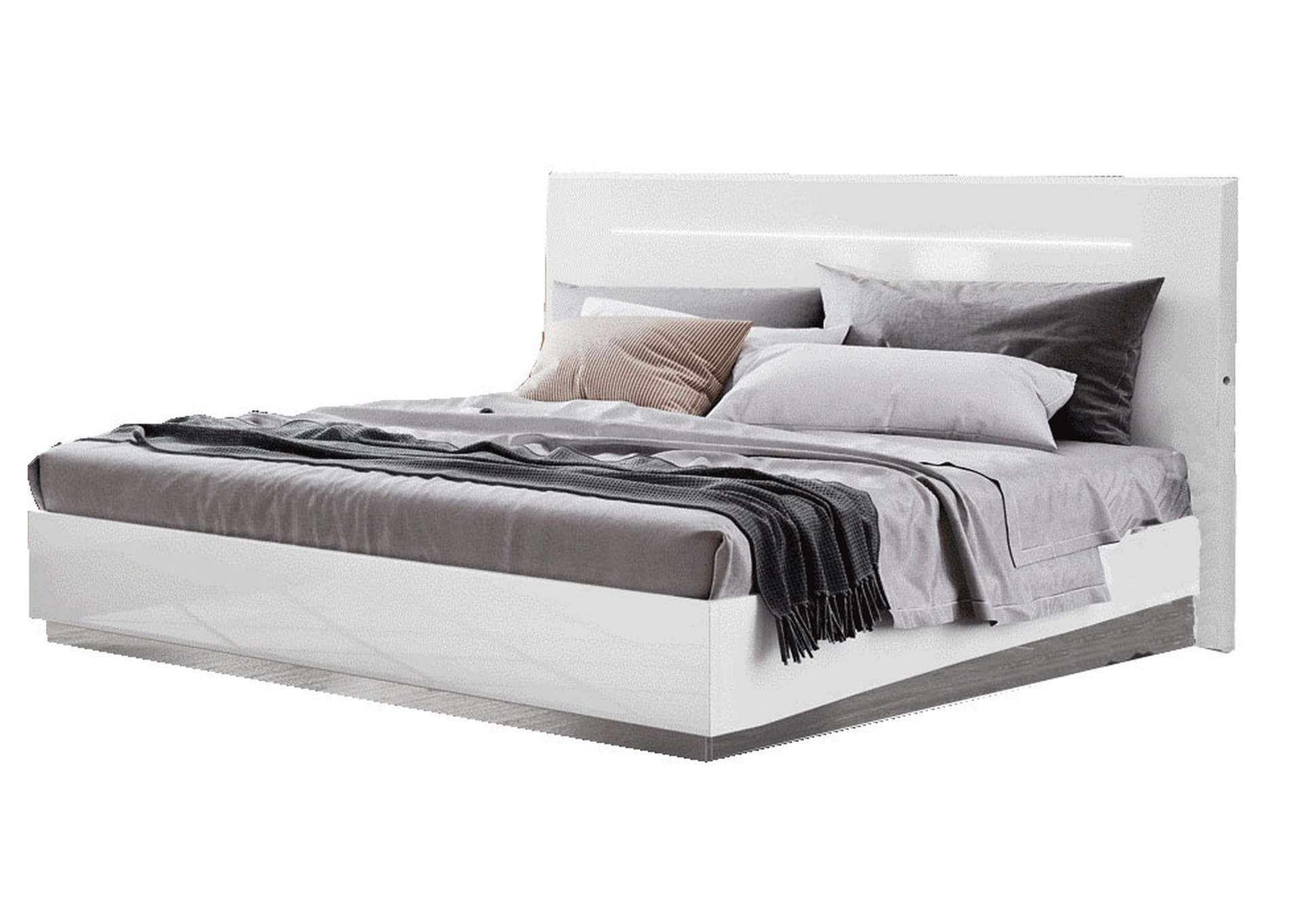 Onda Legno White Bed with Led Lights SET,ESF Wholesale Furniture