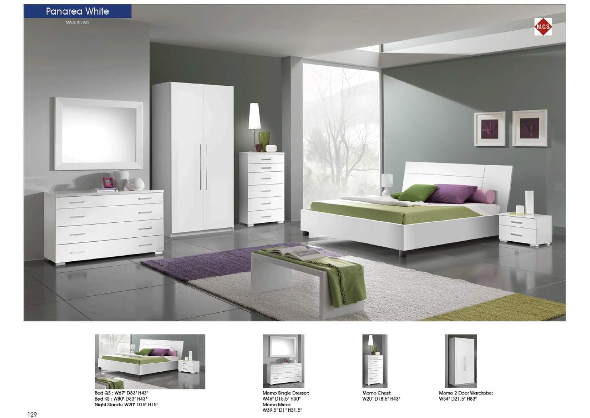 Panarea King Bed White,ESF Wholesale Furniture