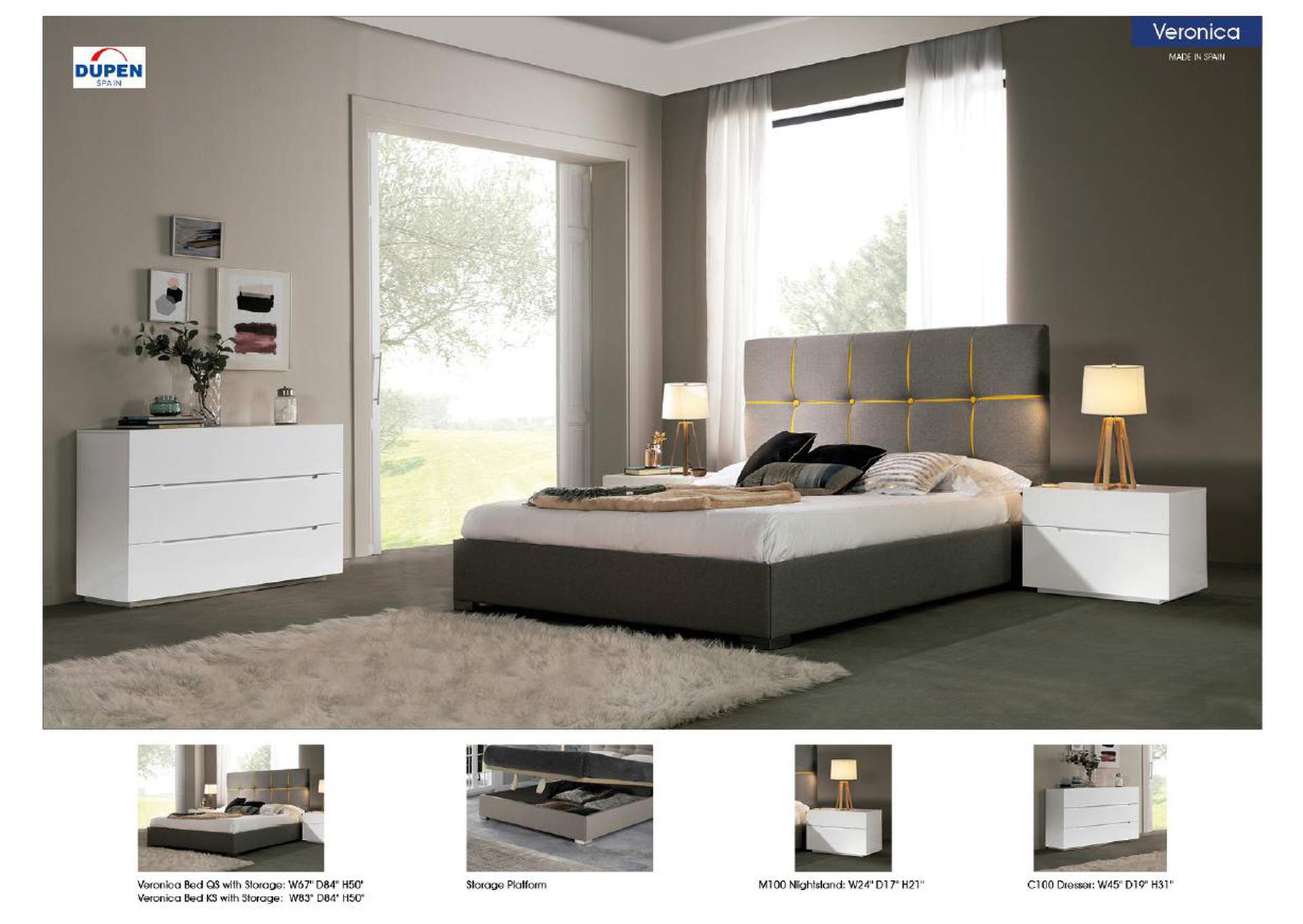 Veronica Bed with Storage SET,ESF Wholesale Furniture