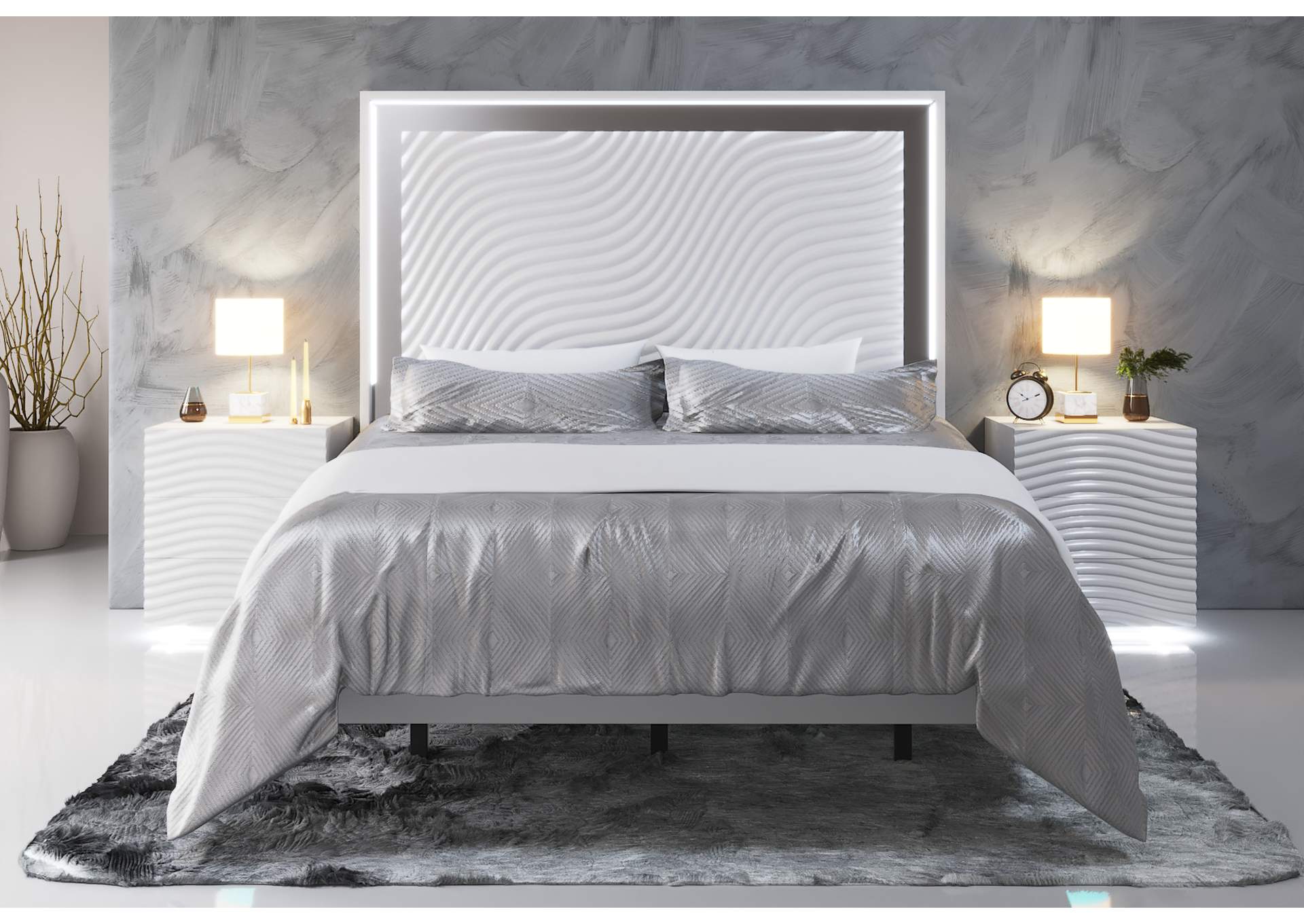 Wave Bed White SET,ESF Wholesale Furniture
