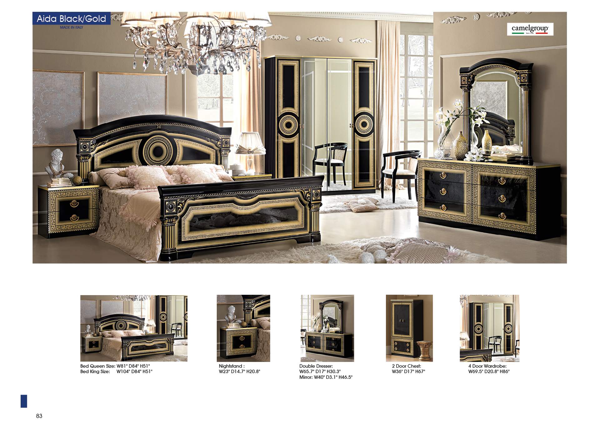 Aida Vanity Dresser Black - Gold,ESF Wholesale Furniture